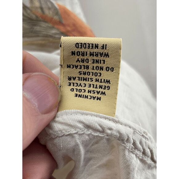 Caribbean Silk Blend Size Medium White Floral Pattern Vines Rockabilly Hawaiian - Picture 3 of 4